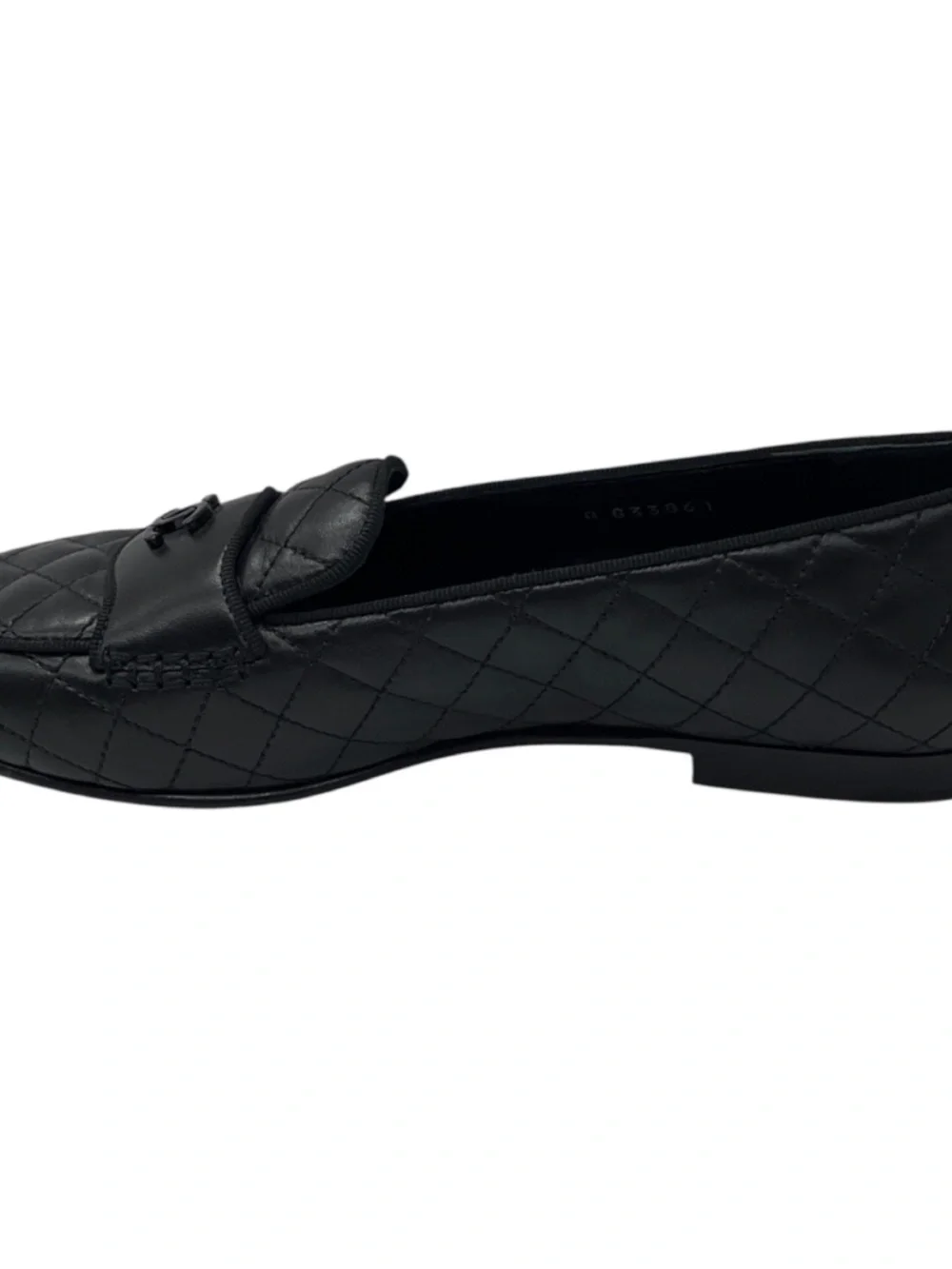 CHANEL BLACK 2018 CC LOGO QUILTED MATELASSE LAMBSKIN LEATHER LOAFERS / FLATS